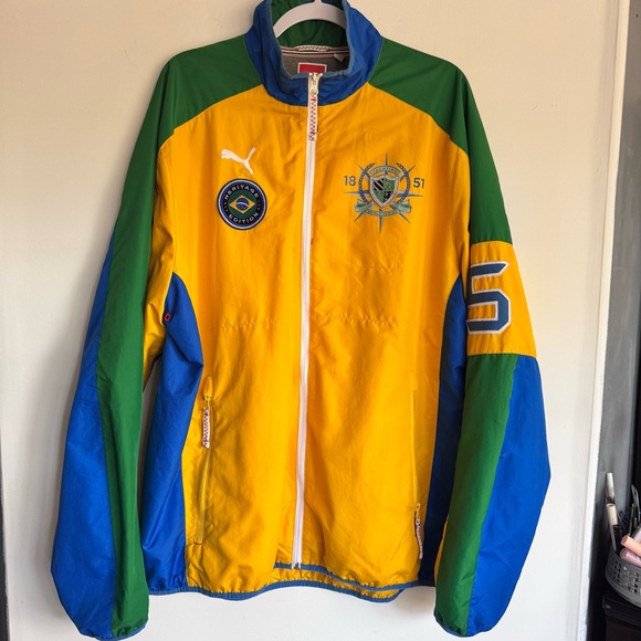 PUMA Mens Heritage‎ Yachting Brazil Windbreaker Team Brasil Jacket Size XXL - Picture 1 of 15